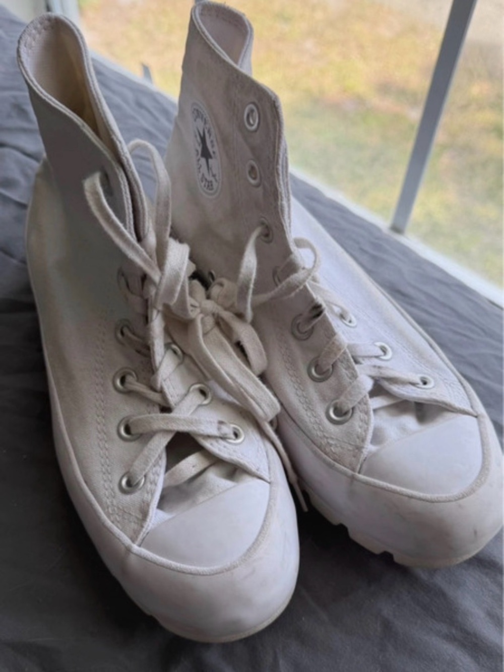 Converse High Top Sneakers in Off-White Canvas
